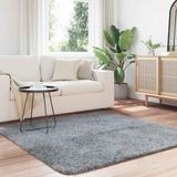 vidaXL Teppich Shaggy Hochflor NAVARRA Silbergrau 160x160 cm Polyester