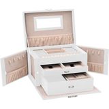 vidaXL - Sieradendoosje - Wit - 3-laags - Met Spiegel