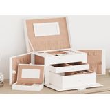 vidaXL - Sieradendoosje - Wit - 3-laags - Met Spiegel