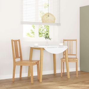 vidaXL - Eetkamerstoelen - 2 - st - massief - hout - naturel - rubber
