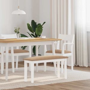 vidaXL Bank - 90 cm - Massief Hout - Wit - Comfortabel Kussen