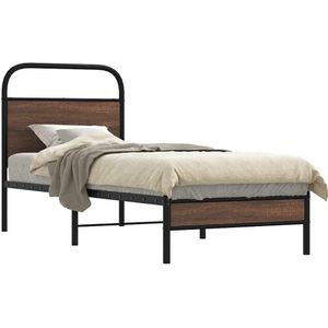 vidaXL - Bedframe - zonder - matras - bewerkt - hout - bruin - eikenkleurx200 - cm