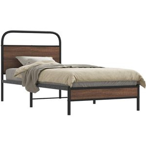 vidaXL - Bedframe - zonder - matras - bewerkt - hout - bruin - eikenkleur - 90x190 - cm