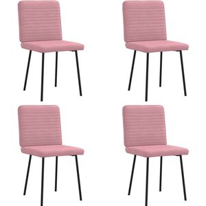 vidaXL - Eetkamerstoelen - 4 - st - fluweel - roze