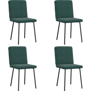 vidaXL - Eetkamerstoelen - 4 - st - fluweel - donkergroen