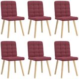 vidaXL Eetkamerstoelen 6 st stof wijnrood