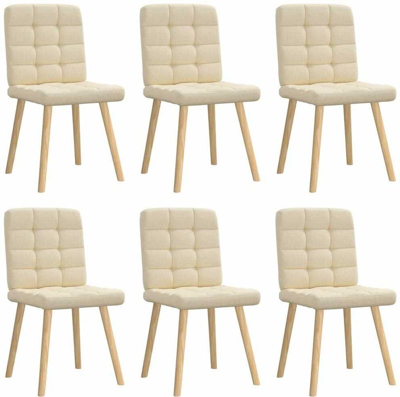 Esszimmerstühle 6 Stk. Creme Stoff vidaXL