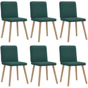 vidaXL Eetkamerstoelen 6 st stof donkergroen