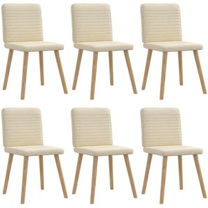 vidaXL Eetkamerstoelen 6 st stof crèmekleurig