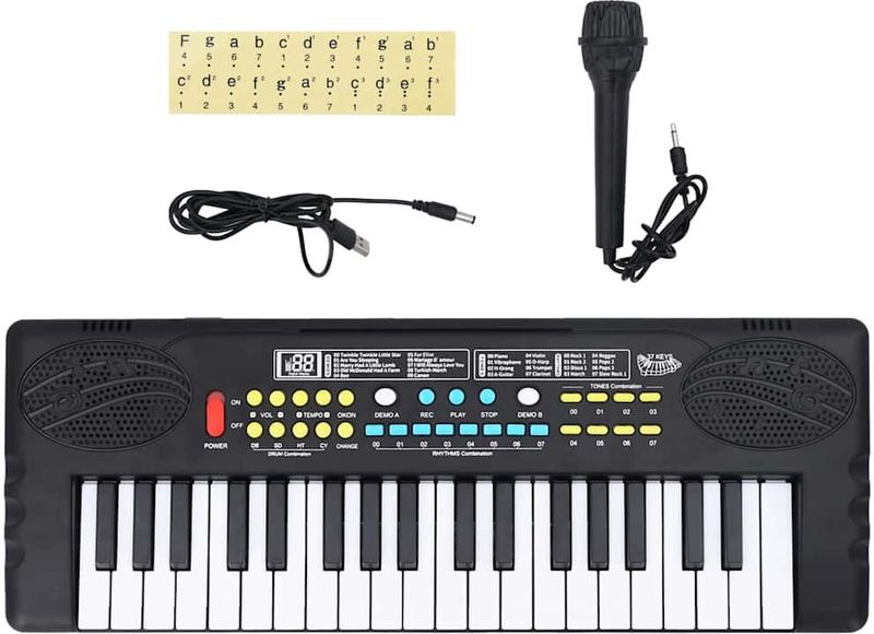 vidaXL Piano elektrisch toetsenbord met 37 toetsen en microfoon