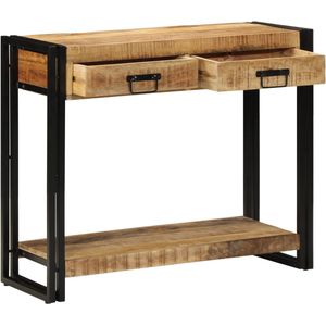 vidaXL Wandtafel - Massief Ruw Mangohout - Industrieel Stijl - 90x33x75 cm