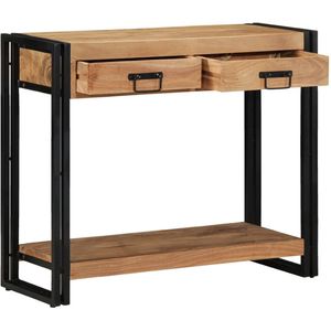 vidaXL Wandtafel - Bruin - Massief Acaciahout - Metaal - 90x33x75 cm