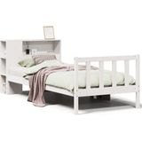 vidaXL Bed met boekenkast zonder matras grenenhout wit 90x190 cm