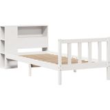 vidaXL Bed met boekenkast zonder matras grenenhout wit 90x190 cm