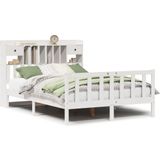 vidaXL Bed met boekenkast zonder matras grenenhout wit 140x200 cm
