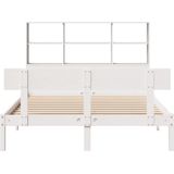 vidaXL Bed met boekenkast zonder matras grenenhout wit 160x200 cm