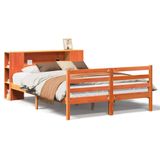 vidaXL - Bed - met - boekenkast - zonder - matras - grenenhout - wasbruin - 140x200 - cm