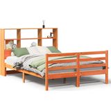 vidaXL - Bed - met - boekenkast - zonder - matras - hout - wasbruin - 120x190 - cm