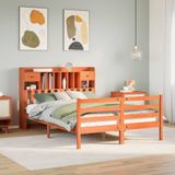 vidaXL - Bed - met - boekenkast - zonder - matras - grenenhout - wasbruinx200 - cm