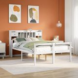 vidaXL - Bed - met - boekenkast - zonder - matras - grenenhout - witx200 - cm
