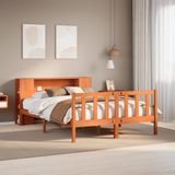 vidaXL - Bed - met - boekenkast - zonder - matras - hout - wasbruin - 150x200 - cm