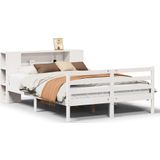 vidaXL Bed met boekenkast zonder matras grenenhout wit 150x200 cm