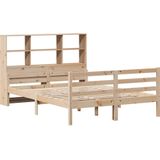 vidaXL - Bed - met - boekenkast - zonder - matras - massief - grenenhout - 135x190 - cm