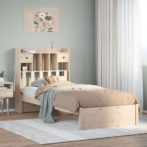 vidaXL - Bed - met - boekenkast - zonder - matras - massief - grenenhout - 90x200 - cm