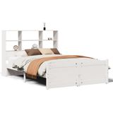 vidaXL Bed met boekenkast zonder matras grenenhout wit 160x200 cm