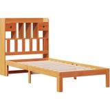 vidaXL Bed met boekenkast zonder matras grenenhout wasbruin 90x200 cm