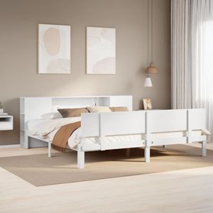 vidaXL Bed met boekenkast zonder matras grenenhout wit 180x200 cm