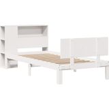 vidaXL Bed met boekenkast zonder matras grenenhout wit 90x190 cm