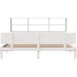 vidaXL Bed met boekenkast zonder matras grenenhout wit 200x200 cm