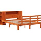 vidaXL - Bed - met - boekenkast - zonder - matras - grenenhout - wasbruin - 140x200 - cm