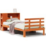 vidaXL Bed met boekenkast zonder matras grenenhout wasbruin 90x200 cm