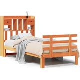 vidaXL - Bed - met - boekenkast - zonder - matras - grenenhout - wasbruinx200 - cm