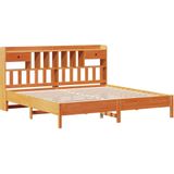 vidaXL Bed met boekenkast zonder matras grenenhout wasbruin 180x200 cm
