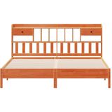 vidaXL Bed met boekenkast zonder matras grenenhout wasbruin 180x200 cm