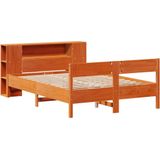 vidaXL - Bed - met - boekenkast - zonder - matras - grenenhout - wasbruin - 140x190 - cm