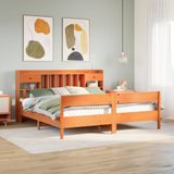 vidaXL Bed met boekenkast zonder matras grenenhout wasbruin 180x200 cm