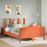 vidaXL - Bed - met - boekenkast - zonder - matras - grenenhout - wasbruinx200 - cm