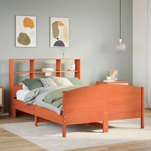 vidaXL - Bed - met - boekenkast - zonder - matras - grenenhout - wasbruinx190 - cm