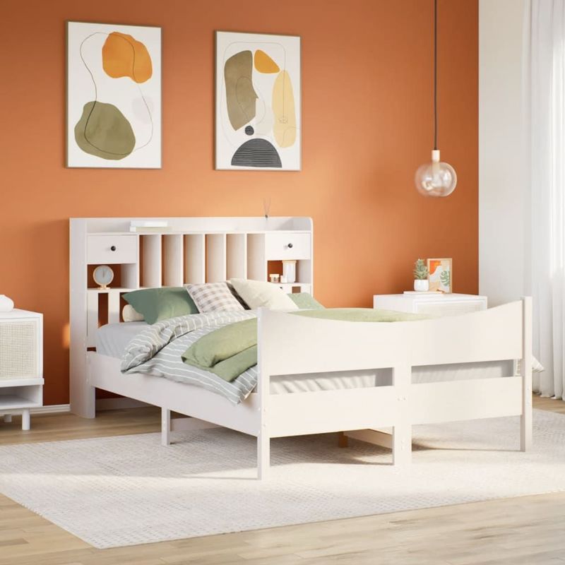 vidaXL - Bedframe - zonder - matras - massief - grenenhout - witx200 - cm