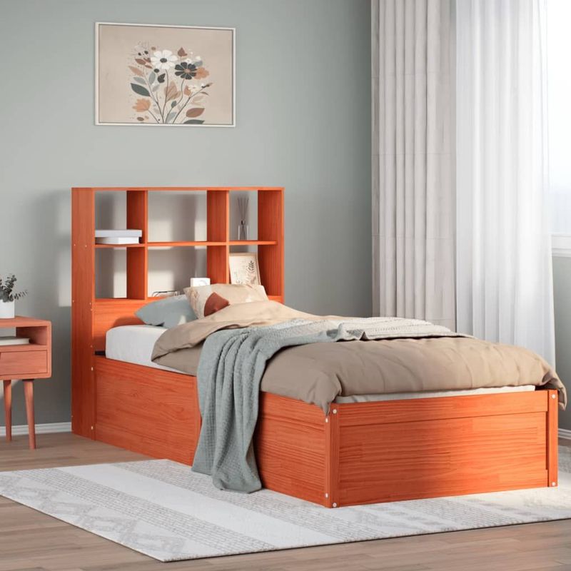 vidaXL - Bedframe - zonder - matras - massief - grenenhout - wasbruinx200 - cm