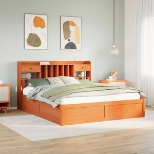 vidaXL Bedframe zonder matras massief grenenhout wasbruin 200x200 cm