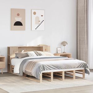 vidaXL - Bed - met - boekenkast - zonder - matras - massief - hout - 140x190 - cm