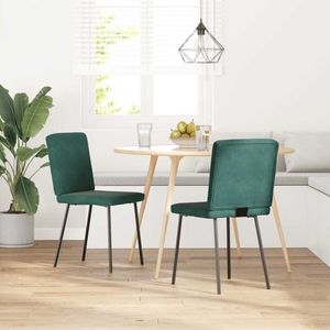 vidaXL Eetkamerstoelen 2 st fluweel donkergroen