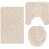 vidaXL Badmattenset - Crèmekleurig - Polypropeen - Anti-slip