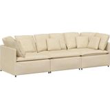 vidaXL Modulares Sofa mit Kissen Stoff Creme