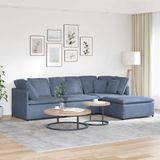 vidaXL Modulares Sofa mit Fußhocker Kissen Cordstoff Blau